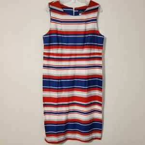 Jemma Multi Colored Stripe Sleeveless Sheath Dress Boatneck Size 18